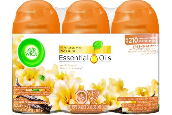 Airwick Freshmatic Air Freshener Refills, Vanilla Passion, Lasts upto 210 Days, (180g x3 Refills)