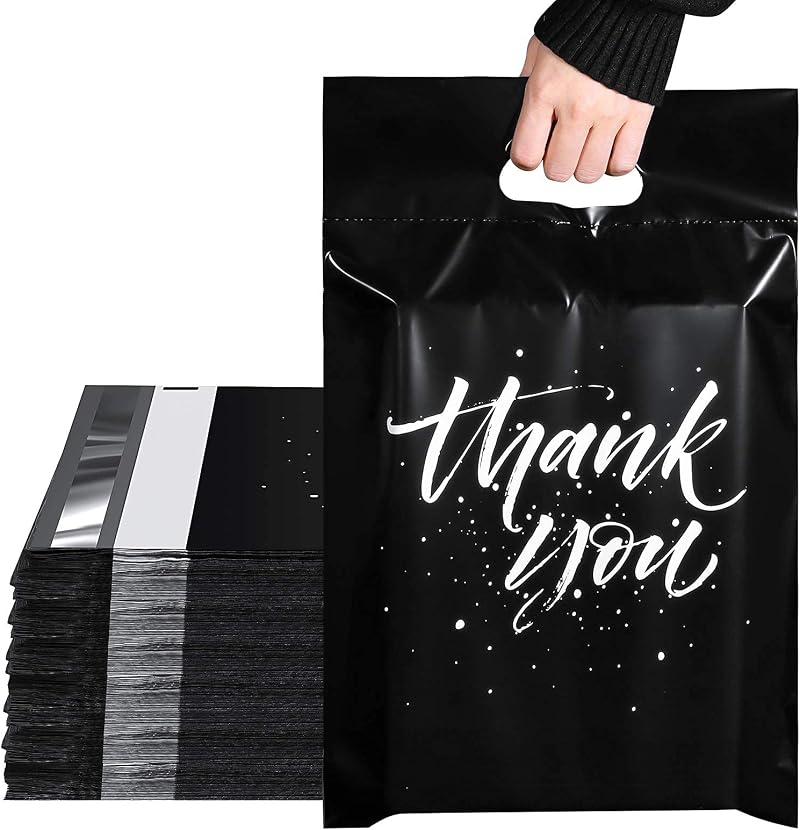 Switory 100Pcs Parcel Bags with Handle 262x330mm Self Seal Mailing Bags Black