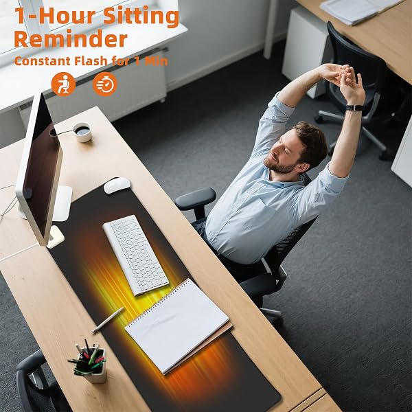 YSENCHAN HEATED DESK PAD WITH 5 HEAT LEVELS & AUTO SHUT-OFF – LARGE PU LEATHER MOUSE PAD, KEYBOARD MAT & WRITING SURFACE, 31.5″ X 13″, BLACK