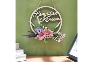 ELODIEAU Ramadan Kareem Wreaths for Front Door, 10" Eid Hanging Wreath, Ramadan Decorations for Home, Islam Mubarak Garland for Eid Indoor and Outdoor Wall Window Home Party Decoration