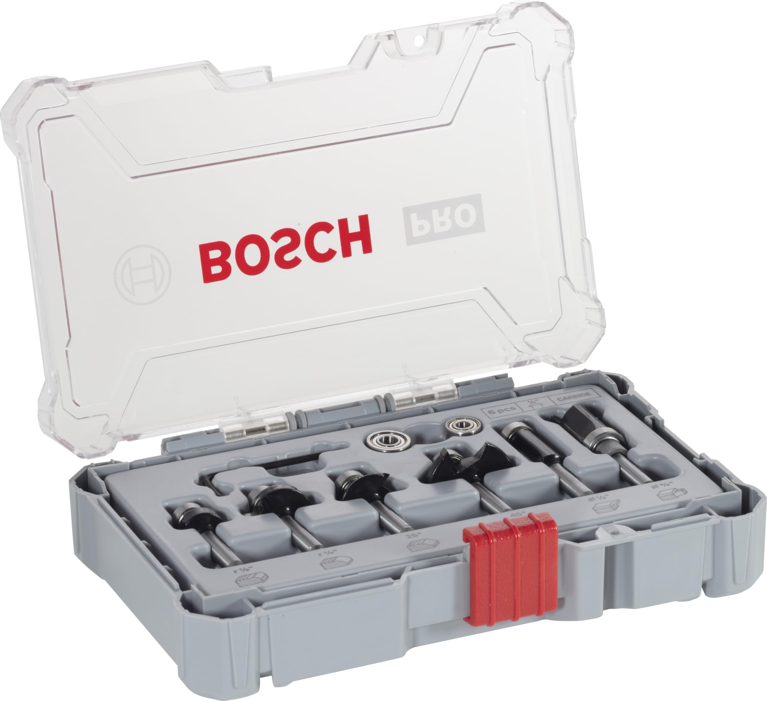 Bosch Professional 6 pcs. Trim & Edging Router Bit Set (for Wood, Ø 1/4 inch Shank, Accessory Router)