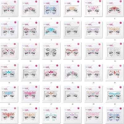 FACEGEM LONDON Face Gems Adhesive Glitter Jewel Tattoo 32 PCS