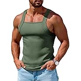 Runcati Mens Ribbed Knit Tank Tops Casual Sleeveless Slim Fit Shirts Summer Beach Workout Muscle Gym Tee