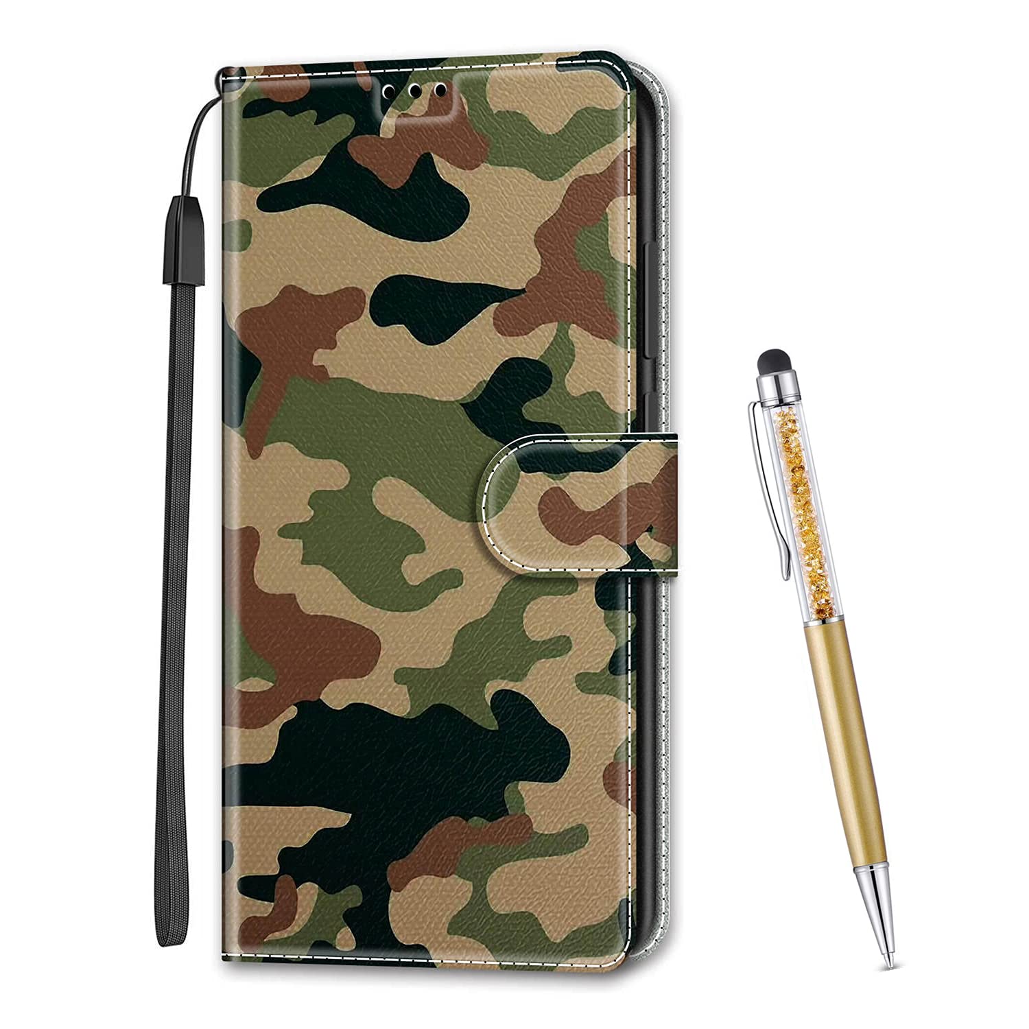 MadBee Compatible with Huawei P30 Lite Case, Full Body Colorful Pattern Design Flip Magnetic Detachable PU Leather Wallet Case Cover for Huawei P30 Lite (Camouflage)