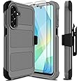 Leptech for Samsung Galaxy A16 5G Case with 2 Pack Tempered Glass Screen Protector, [Holster Series] Belt Clip Hard Tough Heavy Duty Rugged Shockproof Protective Cell Phone Case (Gray)