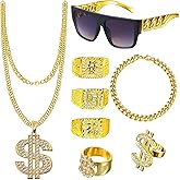 ZhengYuFa 80s 90s Accessories Outfit Fake Gold Chain Hip Hop Costume Accessories Disco Accessories Men Dollar Necklacering Rave Party