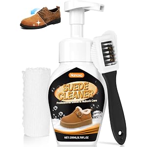 Nanoxa Suede Shoe Cleaner, No-Rinse Suede and Nubuck Cleaner Removes Dirt & Stains, Suede Shoe Cleaning Kit with Brush & Towe
