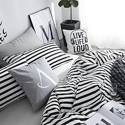 CLOTHKNOW Striped Comforter Set Queen 3Pcs Black