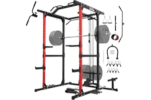 ARMAC Power Cage,1500lbs Multi-Function Power Rack with Adjustable Cable Crossover System and More Training Attachment, Weight Cage for Home Gym