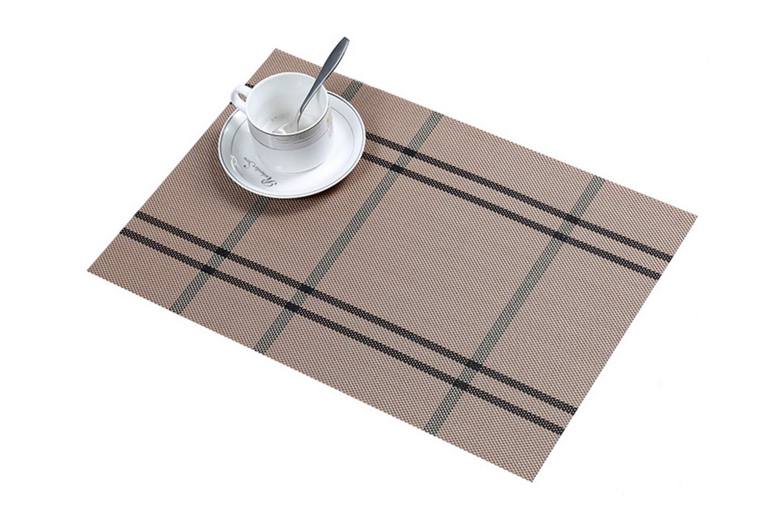 Table Mats (Set of 6),New Non-slip Insulation Washable Quick Drying Decorative Placemat,Coffee