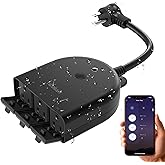 TESSAN Outdoor Smart Plug Waterproof, 2.4GHz WiFi Only, WiFi Smart Outlet with 3 Individual Sockets Compatible with Alexa and Google Home, Remote Control and Timer Function