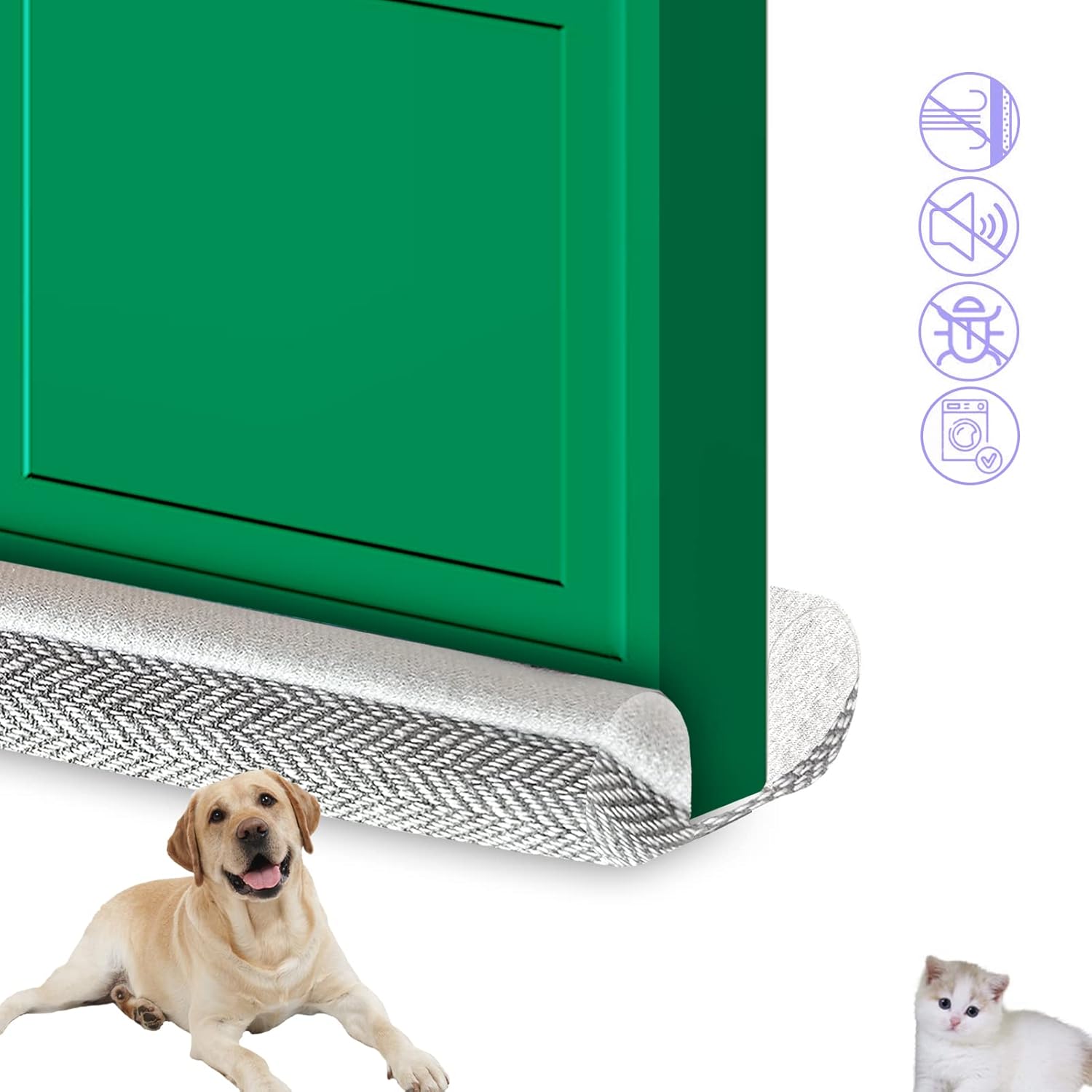 Draft Stoppers - Door Draft Stopper, Pure Cotton Soundproof Door Sweep for Interior and Window, Twin Door Sweep Weather Stripping Blocker Guard, 21-42 inch Adjustable Under Door Draft Stoppers, Machine-Washable