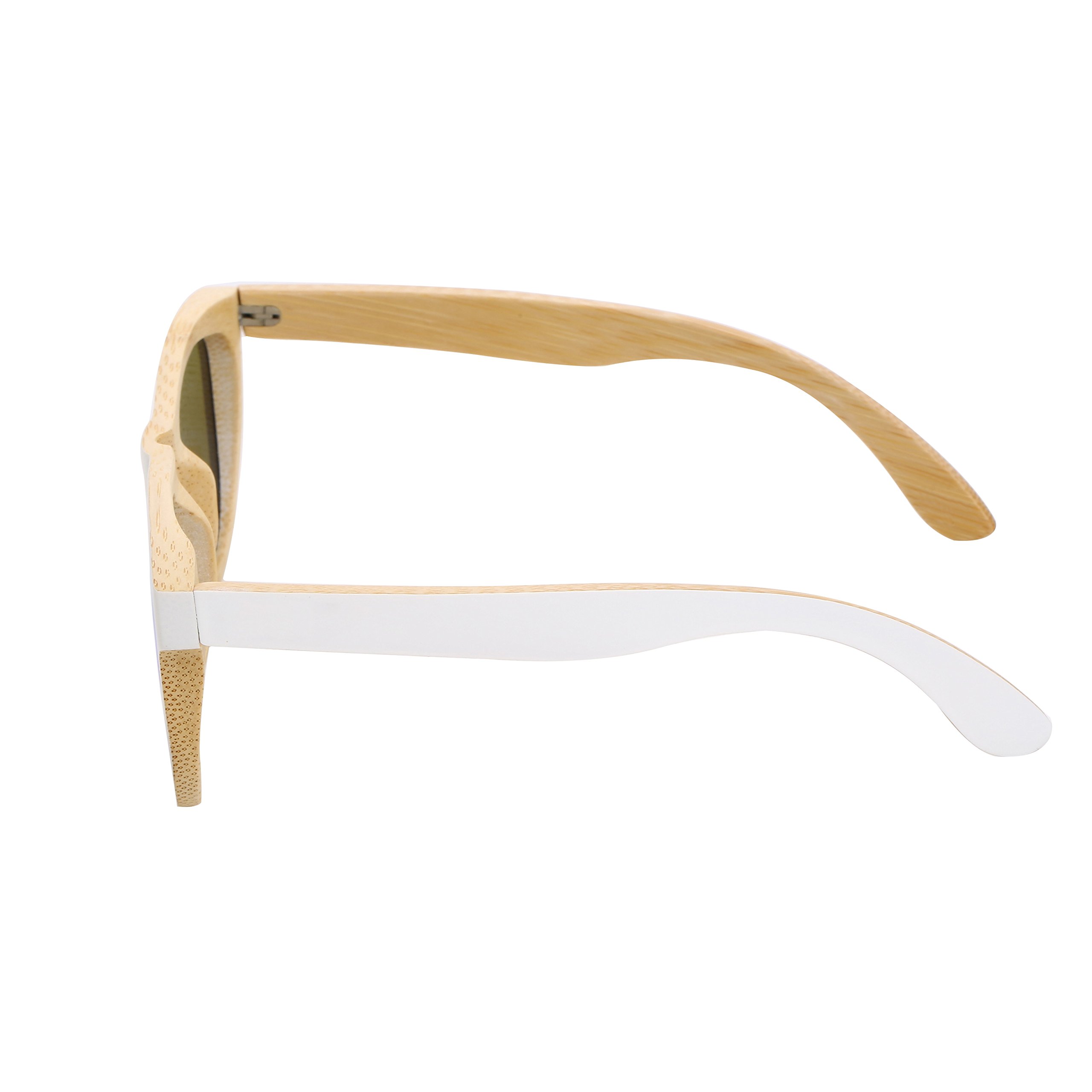 Mini Tree Wayfarer Anti-Glare Polarized Bamboo Sunglasses White Frame Vintage Eyewear Unisex WB500 (Bamboo, Ice Blue)