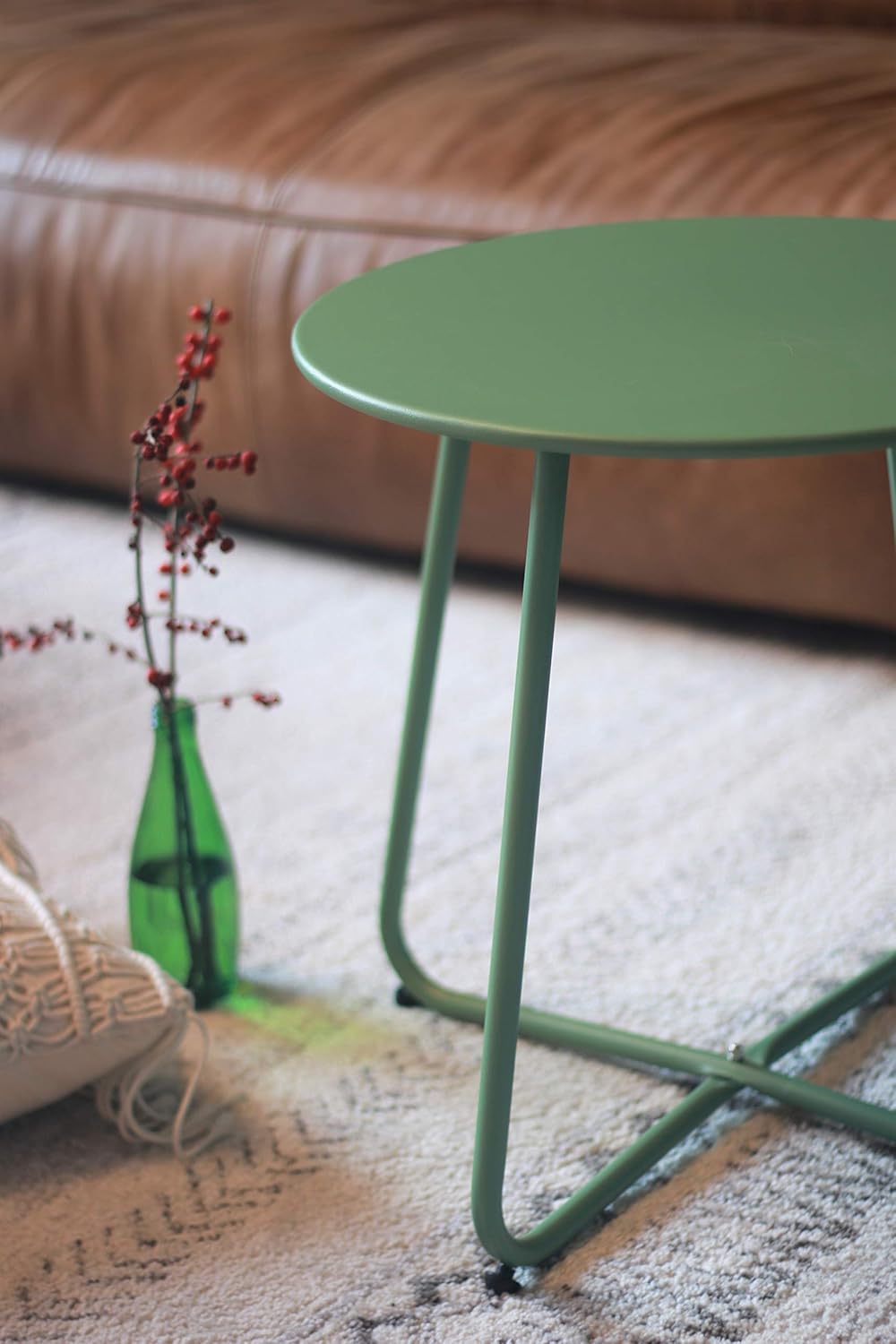 Pationate Patio Metal Side Table, Small Outdoor Bistro Round End Table (Cactus): Kitchen & Dining