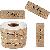 600Pcs Brown Kraft Paper 3 inch Thank You for Your Order Stickers, Rectangular Sealed Thank You Label，Suitable for All Types of Businesses, Shop Owners, Craftspeople.120 Count/Roll.