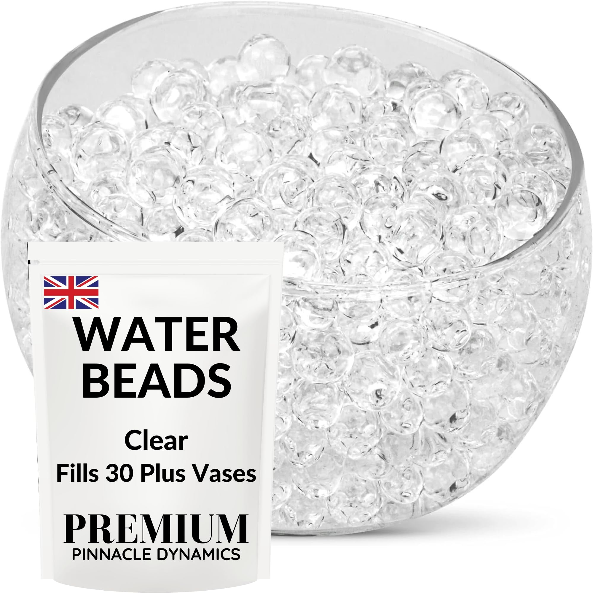PINNACLE DYNAMICS Clear Water Beads - Bulk (4 Packs) Fills More Than 30 Vases - Decorative Home Accessories - Gel Balls Vase Fillers – Table Centrepiece - Perfect for Flower Vase and Floating Candles