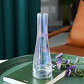 SEUYUCL 8.3'' Single Flower Vase, Small Glass Bud Vase Clear Single Stem Rose Vase, Colorful Tall Skinny Vases for Flowers Centerpieces Wedding Party Home and Office Décor