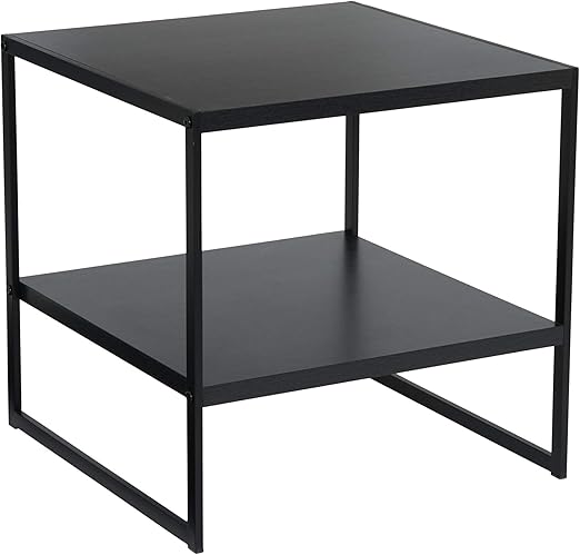 Amazon Com Household Essentials Square 2 Tier Black End Table Furniture Decor