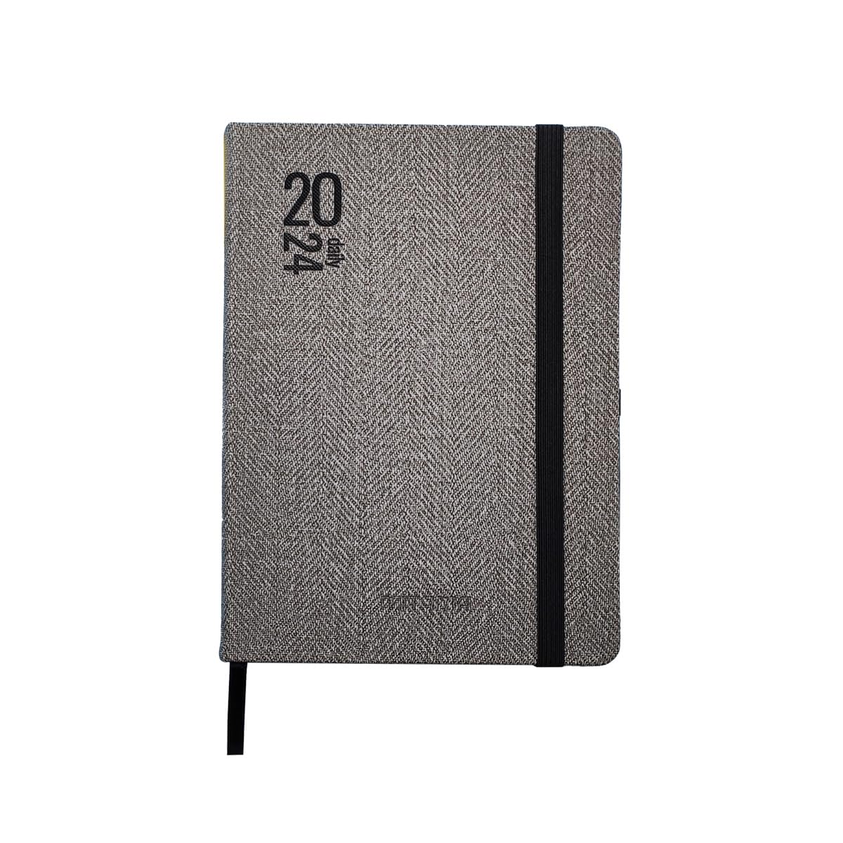 MITAMA Grey Black Diary – Daily Planner – 12 Months 2024 – 366 Pages + 66 Extra Contents – Inner Pocket + Matching Pencil – 15 x 21 cm