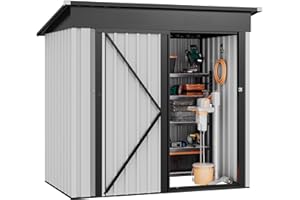 DWVO Metal Outdoor Storage Shed 5x3ft, Lockable Tool Sheds Storage with Air Vent for Garden, Patio, Lawn to Store Garbage Can, Lawnmower, White