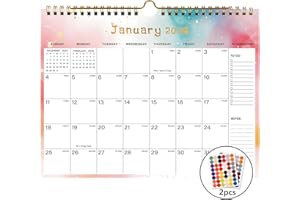 HJCTOY 2026-2027 Wall Calendar - Includes January 2026 to June 2027, 18-Month Paper Wall Calendar 11 x 8.5 Inches.Thick Paper with Julian Dates and Block for New Year and Christmas Holidays To-dos ＆ Notes (J)