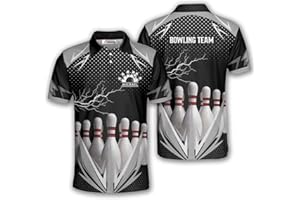 PRIMESTY Personalized Bowling Shirts for Men Custom Name and Team Name Bowling Polo Shirts Bowling Jerseys Size S-5XL
