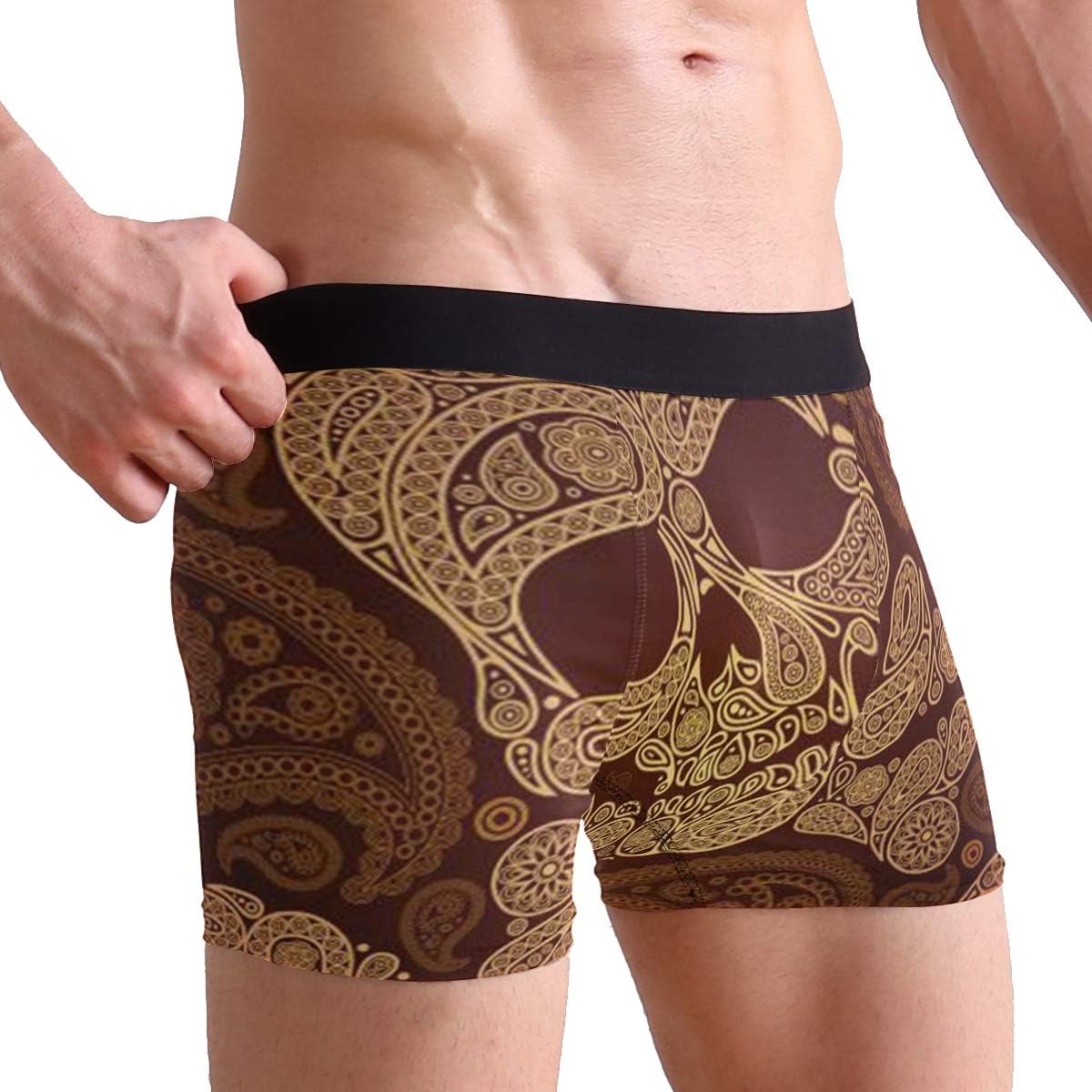 DERTYV Soft Comical Boxers Brief for Men Greykulltretchhorts Underpants Panties (2-Pack)