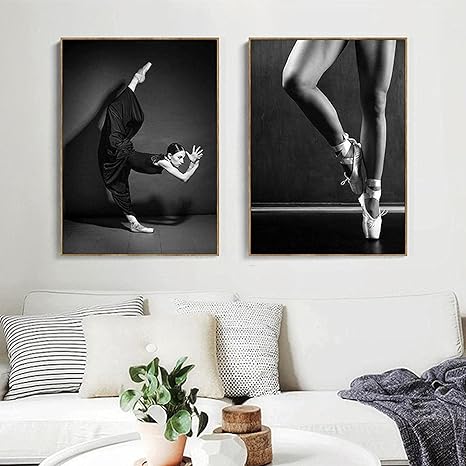Amazon ゴージャスな写真2ピース50x70cmフレームなしブラックホワイトポスター写真ファッションエレガントな ダンスガールバレエウォールアートリビングルームの北欧プリント アートフレーム ポスター オンライン通販