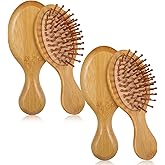 2 Pack Hamboo Hair Hrush for Hair Growth, Wooden Hairs Brush for Women & Men, Gentle Scalp Massage for Wet/Dry Hairs, Travel & Home Use