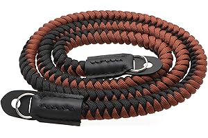 HITHUT Paracord Woven Camera Neck Shoulder Strap Belt Hand Compatible with Canon Nikon Sony Olympus Pentax Fujifilm Panasonic SLR DSLR Digital Mirrorless Cameras 42 inch Black Brown
