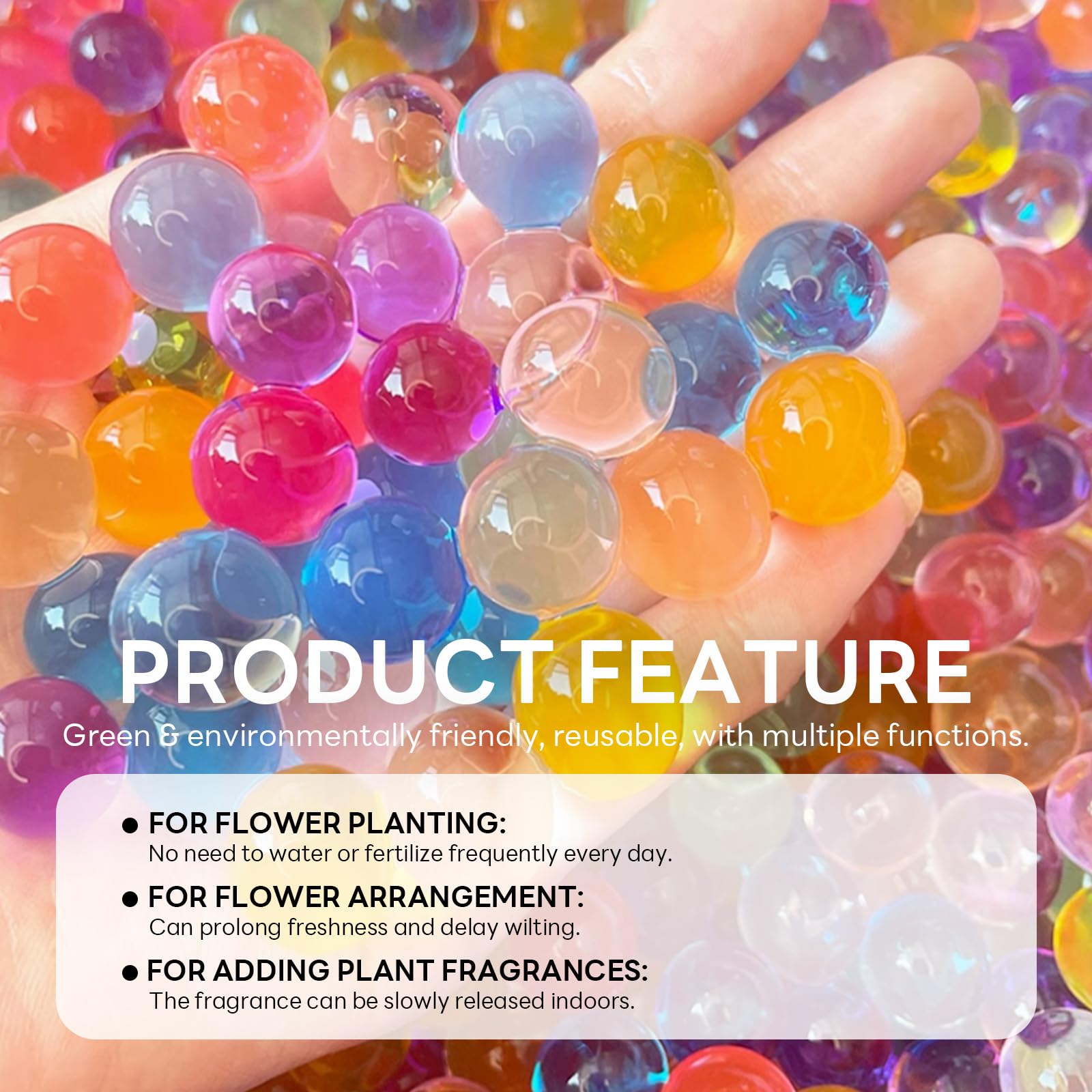 ATLKDLK Rainbow Mix Vase Fillers, Giant Gel Beads for Vases Filler, Colorful Transparent Water Gel Balls for Wedding Centerpieces Home Decoration Plant Container Art Decoration