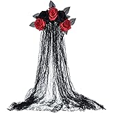 DDazzling Day of The Dead Floral Headband Dia De Los Muertos Costume Halloween Flower Headpiece,Black Flower