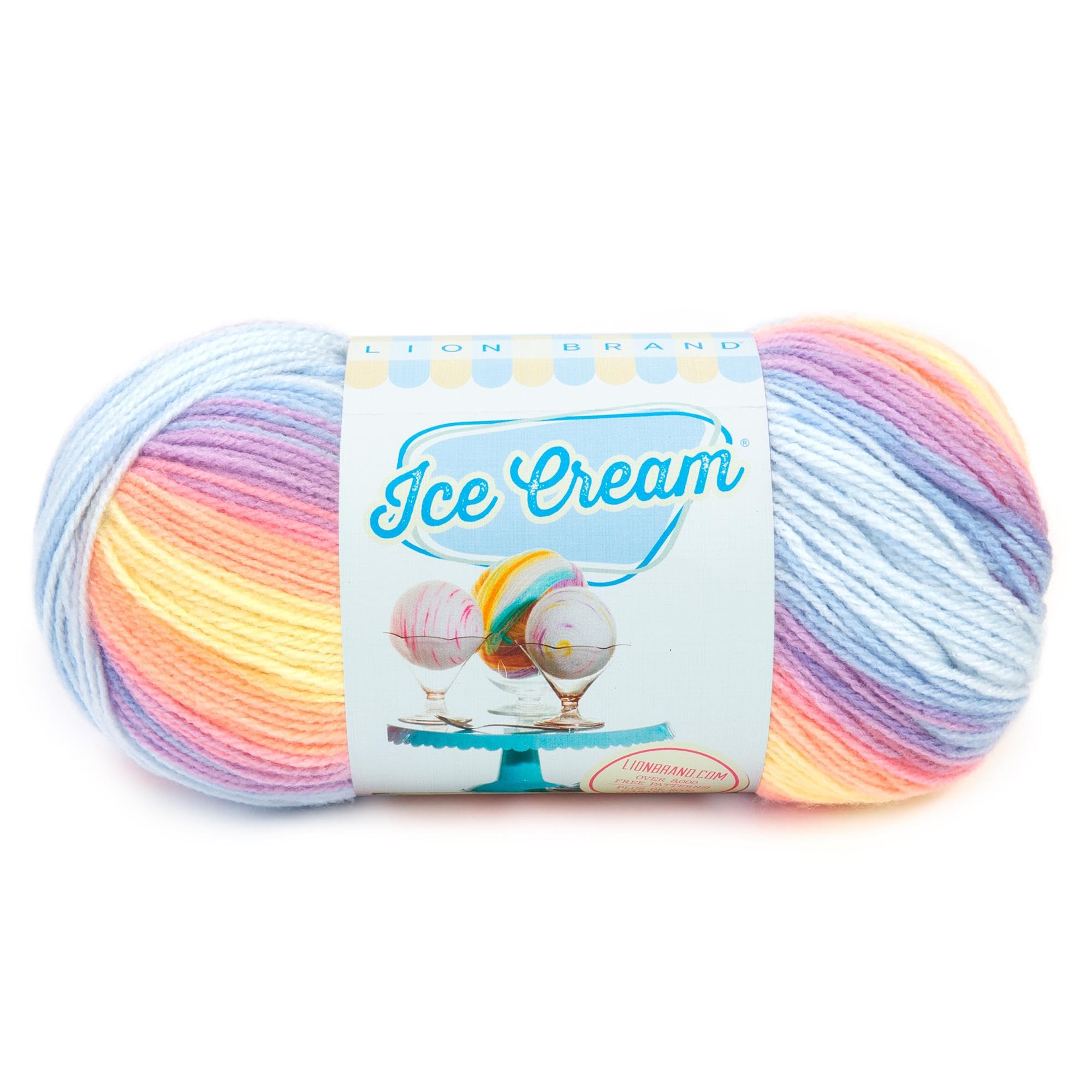 Lion Brand Yarn Ice Cream, DK Weight Acrylic Blend Yarn for Knitting, Crochet, and Crafts, Parfait, 1 Pack