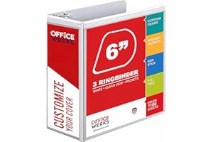 RING BINDER DEPOT 3 Ring Binders, 6 Inch D Ring Heavy Duty Large Binder with Pockets for 8.5" x 11" Sheet Size, Durable Non-Stick Customizable Clear View Cover (White)