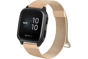 Wanme Metal Bands for Garmin Venu 2 Plus / Venu Sq / Venu / Vivoactive 3 Watch Band Women Men, Stainless Steel Mesh Magnetic Replacement Wristband Bracelet Strap for Garmin Vivomove Sport, Vivoactive 3 Music, Forerunner 645 / 245 Music Smart Watch