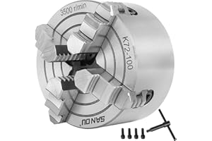 Happybuy K72-100 4-Inch Lathe Chuck with 4-Jaw, Independent Reversible Jaw for Metal Turning, Lathe Machine Accessories