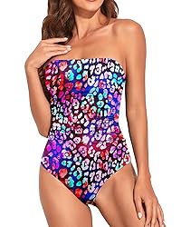 Holipick Women Color Leopard One Piece Swimsuits