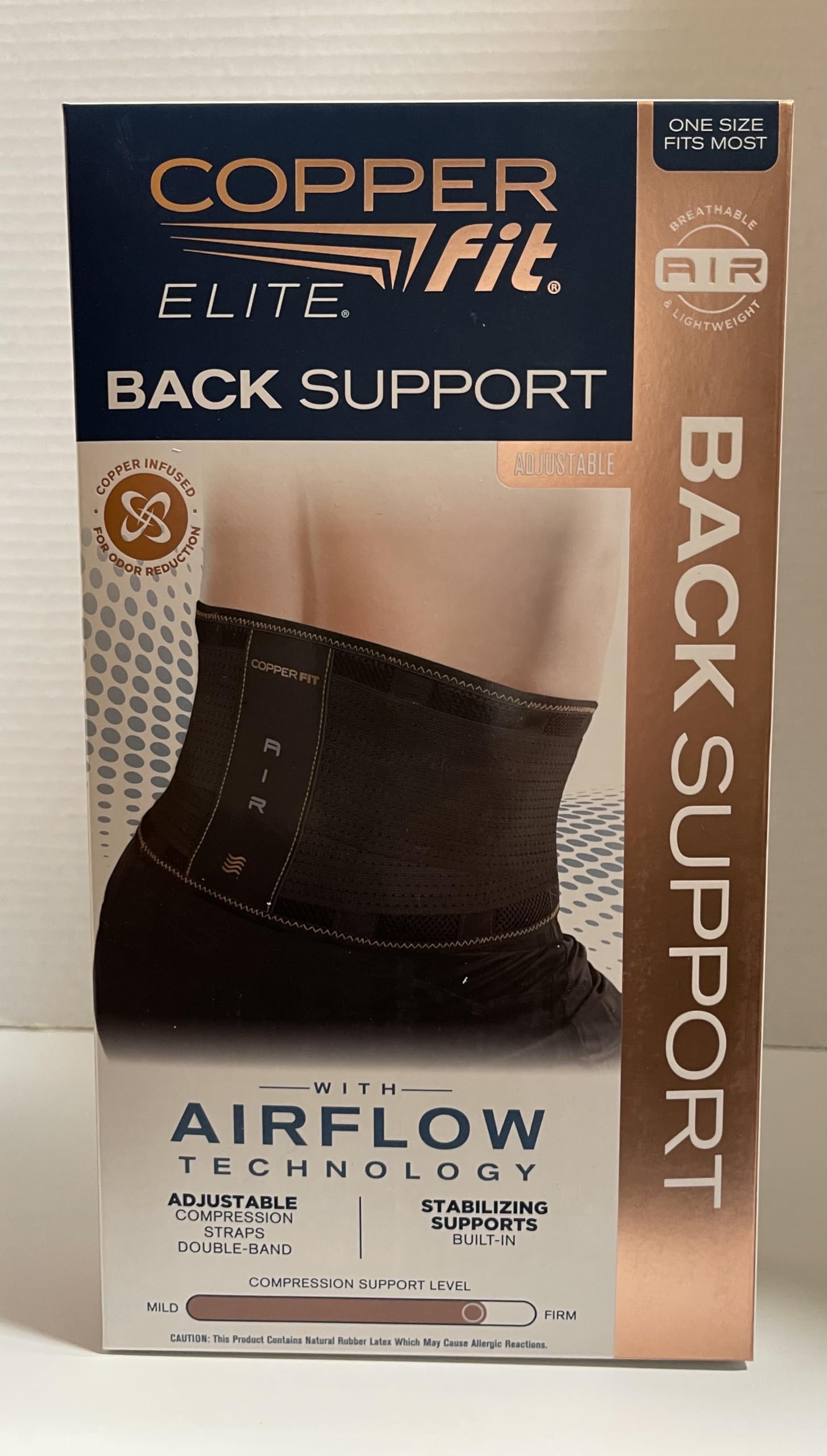 Photo 1 of Copper Fit Elite Air Back Support Brace with Airflow Technology, Adjustable Compression Straps, Double Band, One Size Fits Most