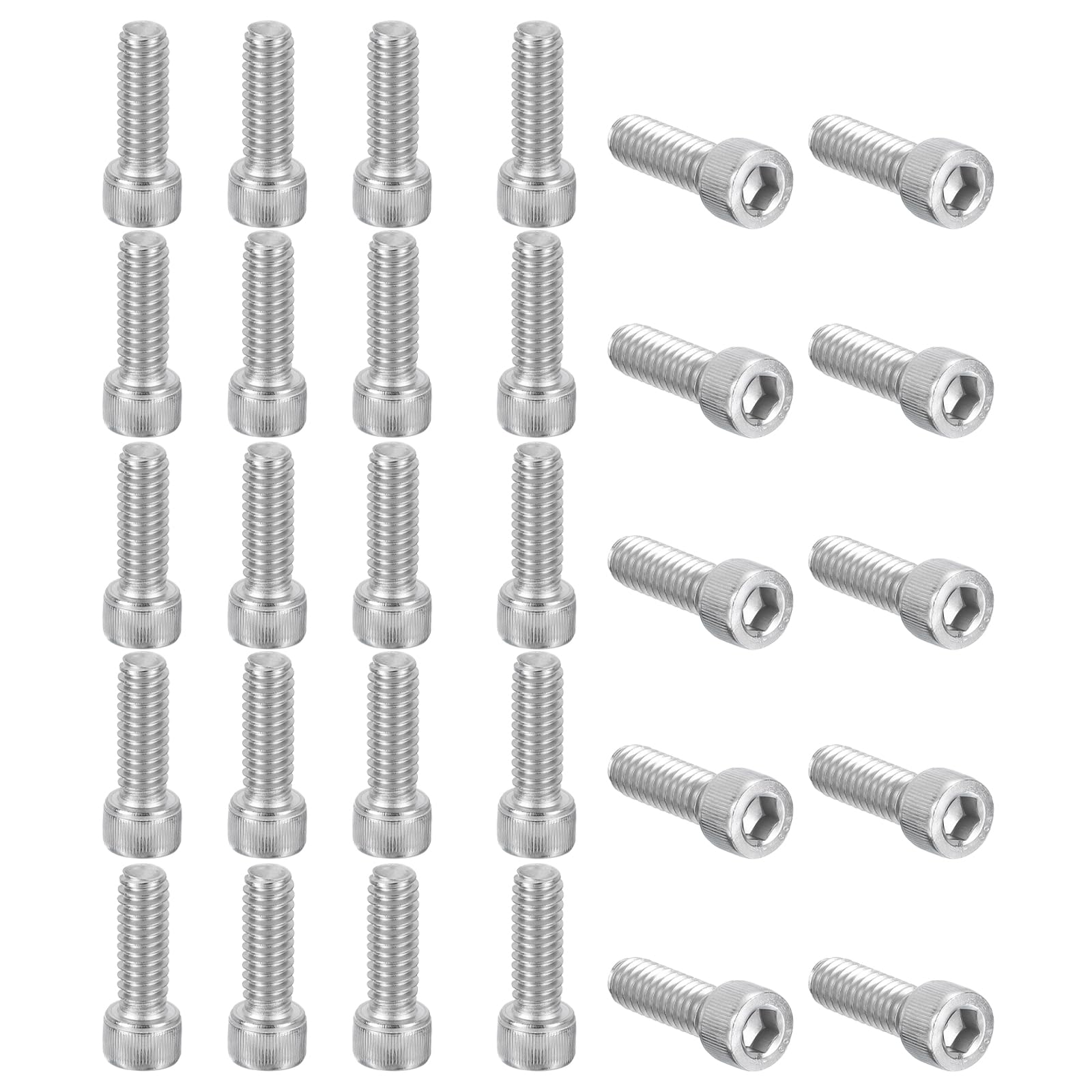 PATIKIL 1/4-20 x 3/4" Hex Socket Cap Head Screw Bolt, 30Pcs 304 Stainless Steel 18-8, Machine Full Thread for Construction, Manufacturing, Engineering, Assembling, Furniture