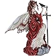 Ebros Gift Fantasy Artist Nene Thomas 'Always' Raven Fey Fairy in Red Medieval Gown Holding Crow Blade Sword Letter Opener Desktop Figurine Scavenger Bird Patroness Goddess Sculpture