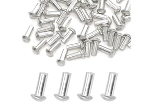 Asamuyu 50 Pcs Aluminum Head Rivets, Half Round, M4x10, Dome Head, Solid Aluminum, General-Purpose Use