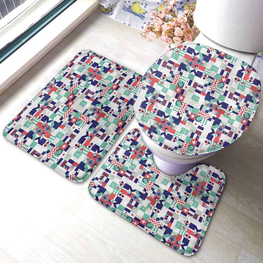 Mid Century Washable Bath Rug Set, Extra Soft Memory Foam