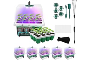 MYMULIKE 60 Cells Self Watering Seed Starter Tray with Soft Silicone Cells, 5 Pack Reusable Seed Starter Kit for Greenhouse Propagator Station Planting Growing