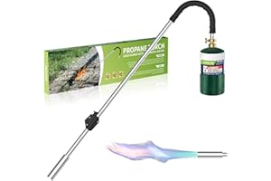 JAYICHENG Weed Torch Propane Burner, 80,000BTU Blow Torch, Weed Burner with Self Igniting and Ergonomic Anti-slip Rubber Handle for Weeding, Melt Ice,Charcoal Starter(Fuel Not Included)