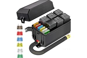 Gebildet 12V Relay Box and Fuse with 5pcs 5-Pin JD1914 40A and 1pc 4-Pin Relay 6 ATC/ATO Blade Fuse, Waterproof Universal Fus