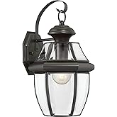 Quoizel Newbury 14" Outdoor Wall Lantern, Medici Bronze with Clear Beveled Glass, French Country Style, ETL Wet Location