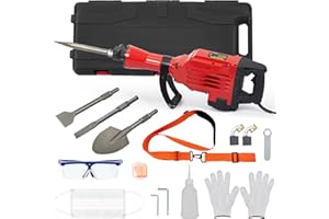 Heavy Duty Electric Demolition Jack Hammer – 3600W, 1500-1800 BPM, Concrete Breaker with 4 Graver Bits, Carrying Case, Gloves