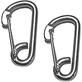 US STAINLESS 2 Pieces Stainless Steel 316 Spring Hook Carabiner 3/8" (10mm) Marine Grade Safety Clip