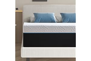 Slomix 10-inch Gel-Infused Ultra-Comfort Supportive and Medium Firmness Memory Foam Mattress, Black Queen Mattress