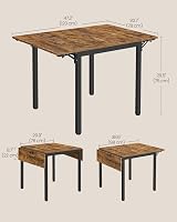 VASAGLE Folding Dining Table Drop Leaf Extendable 78x120 cm Rustic Brown view 3